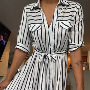 Fashion nova size S white and blue stripped dress